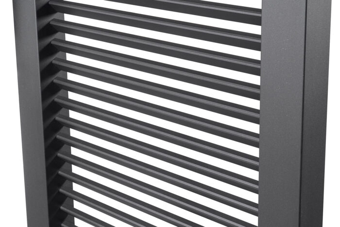 Seitenteil für Eingangsüberdachung L-Form kubisches Design mit Seitenteil aus Aluminiumsprossen